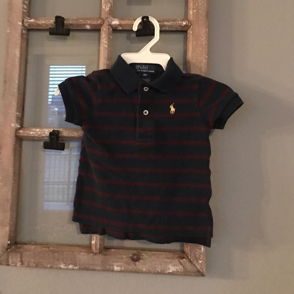 Polo Ralph Lauren Baby Boys Navy Red Striped Polo Shirt 9M